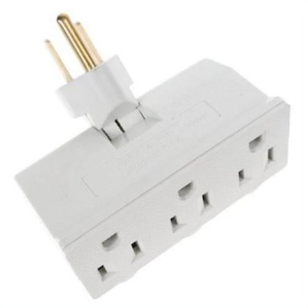 Elink EL-672 3 Outlet Grounded Swivel Wall Tap White