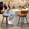 thumbnail image 4 of HomeZeer Swivel Bar Stools Set of 4, 26" Counter Height BarStool with Back, Leather Upholstered Kitchen Stools with Footrest and Metal Frame, Bar Chair for Kitchen Island, Brown, 4 of 8