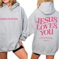 thumbnail image 4 of Jesus Loves You Hoodie – Double-Sided Christian Pullover, Love Like Jesus Bible Verse Sweatshirt, Faith Apparel for Women and Believers, 4 of 7