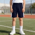 thumbnail image 2 of HCNTES Boys Athletic Shorts with Pockets Active Basketball Shorts Quick Dry Active Lightweight Elastic Waist (Navy,6-7 Y), 2 of 6