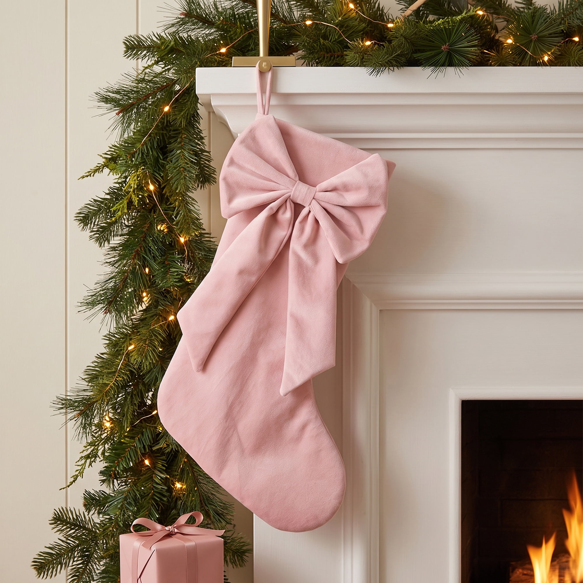 Unique Bargains Double-Layer Whimsical Extra-Large Hearthside Gift Stockingder Pink 18"