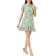 thumbnail image 2 of Vestido de gasa floral A-line con volantes y mangas de volantes para mujer, con cuello en V y lazo, por encima de la rodilla, color verde, 2 of 7