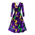 thumbnail image 1 of FcBaudy Robe à Manches Longues à Col en V, Robes d'Été pour Femmes, Robes pour Femmes Robe Imprimée pour Dames Style à Manches Longues à Col en V Robe pour Femme, 1 of 4