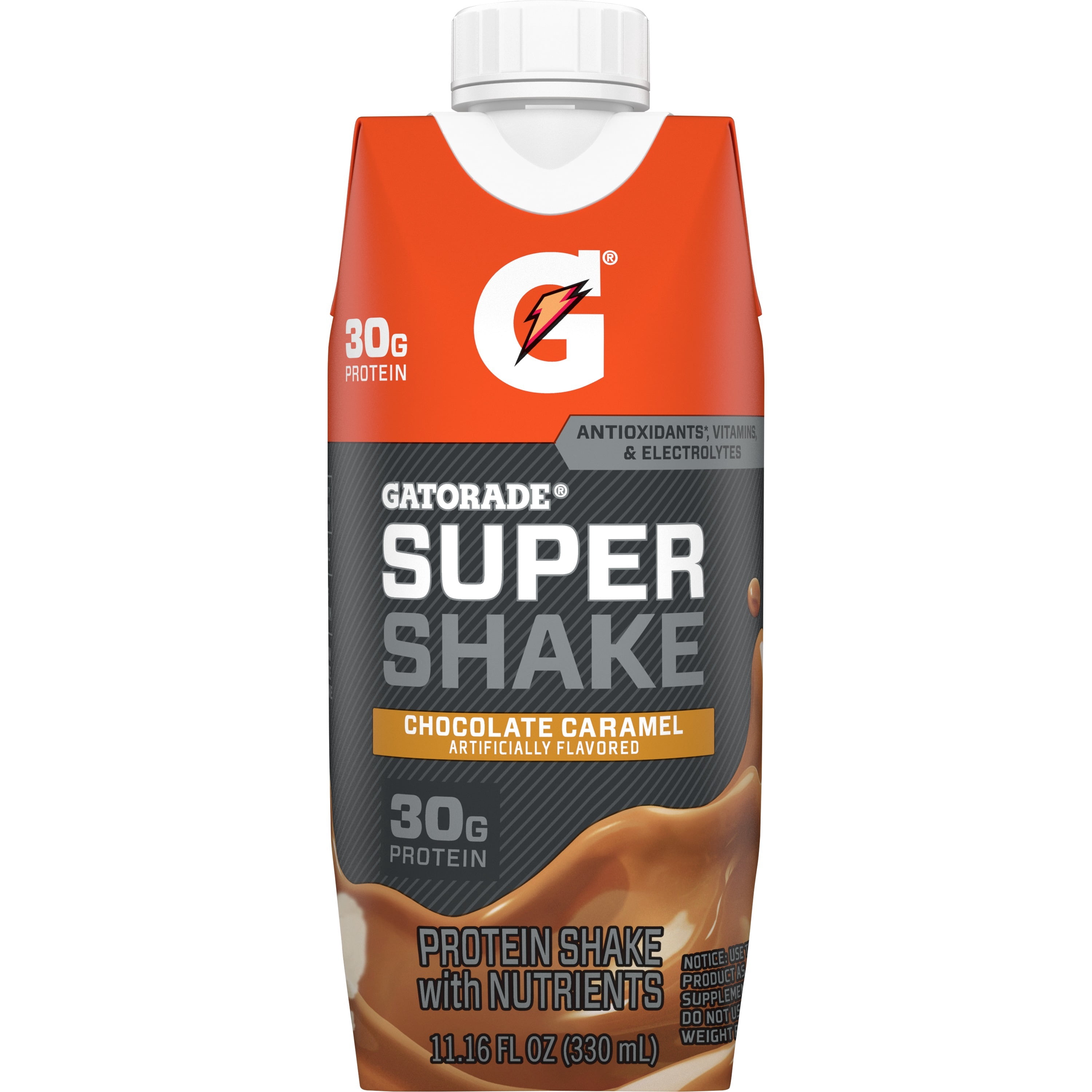 Gatorade Super Shake Protein Shake, Chocolate Caramel, 44.6 fl oz 4 Count