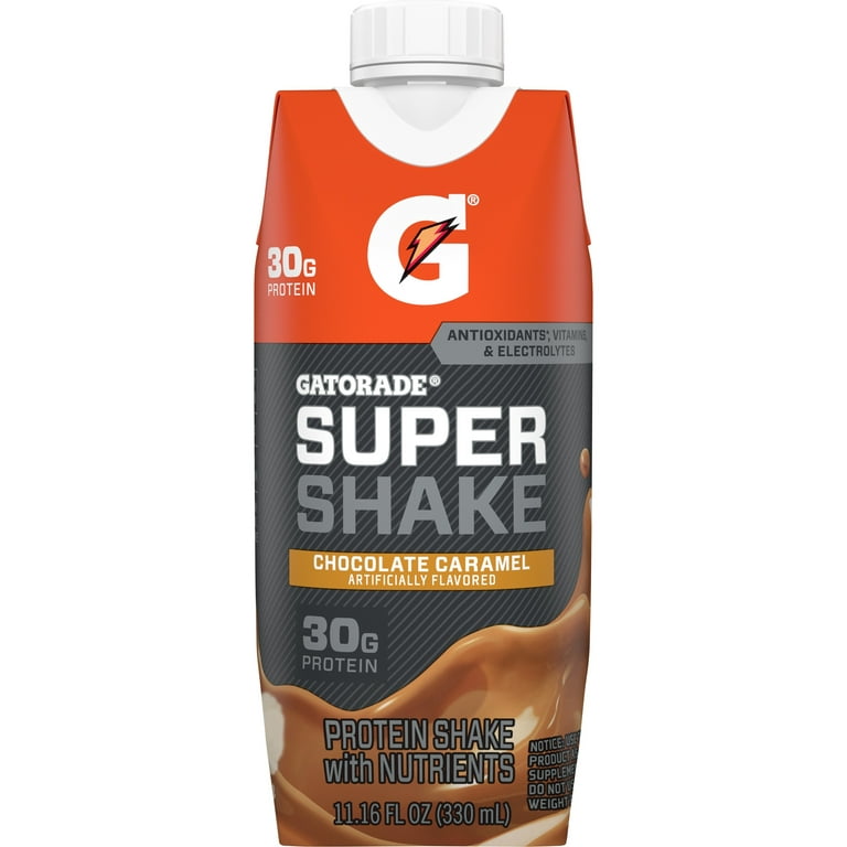 Gatorade Super Shake, Chocolate, 30g Protein, 11.16 fl oz Carton, 4 Count  (Pack of 3)