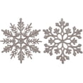 thumbnail image 1 of Adornos de copos de nieve con purpurina navideña de plástico Decoraciones para árboles de Navidad, 4 pulgadas, juego de 36, azul piedra. Afortunado Sencillez, 1 of 5