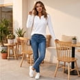 thumbnail image 6 of Women's Long Sleeve Waffle Knit Tops 2026 Fall Henley V Neck Shirts, S, 6 of 8