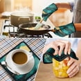 thumbnail image 4 of Green and Gold Marble Glitter Waves Pattern Kitchen Oven Mitt and Pot Holder Sets 2 Pcs for Baking, Cooking and Grilling, Heat Resistant Up To 392 °F, 4 of 7