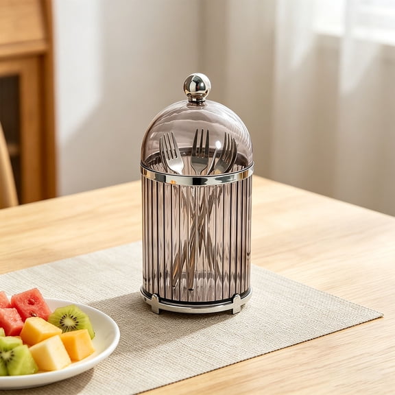 Lidded Clear Tableware Storage Container Household Decorative Fork Spoon Holder