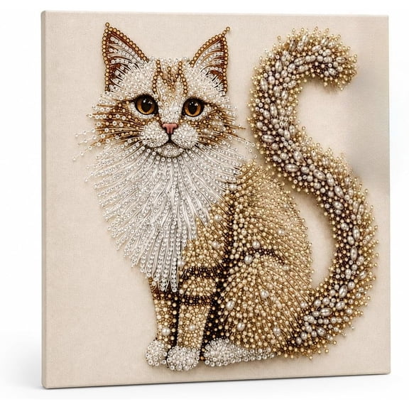 5d Cat Special Shape Diamond Art Kits for Adults, Diy Diamond Painting Kits, 11.8in