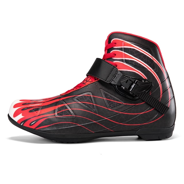 Bottes et Chaussures de Moto Toutes Saisons pour Hommes et Femmes, Noir Rouge, 39