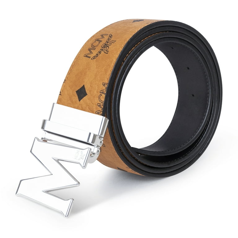 MCM Claus Adjustable Reversible Belt - Cognac, Silver Buckle