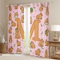 thumbnail image 2 of Manfei Brown Animals Capybara Kitchen Curtains,Cute Monogrammed M Print Black Out Curtains Pack of 2 (42x63 Each), 2 of 7