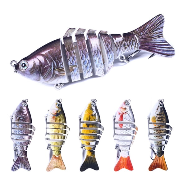 HENGJIA Fishing Lures 5pcs Multi Jointed Fish Fishing Kits Slow Sinking Lifelike Swimbait Freshwater and Saltwater for Trout Bass Lures, 3.93"/0.54oz