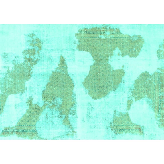 Ahgly Company Machine Washable Indoor Rectangle Abstract Turquoise Blue Modern Area Rugs, 5' x 7'