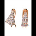 thumbnail image 2 of Vestido Maxi Floral de Verano 2025 para Mujer, Sin Mangas, con Tirantes Finos, Estampado, Fruncido, Estilo Bohemio, para Playa Rojo y Azul XXL, 2 of 6