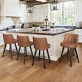 thumbnail image 6 of Dycanpo 26" Counter Height Bar Stools with Back Set of 4, Swivel Leather Barstool Upholstery for Kitchen, Brown, 6 of 6