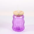 thumbnail image 1 of Mainstays Gobelet En Verre Nervuré Violet Avec Paille – 532 ml, 1 of 5