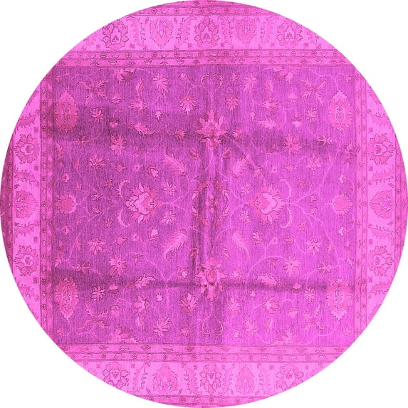 Ahgly Company Indoor Round Oriental Pink Traditional Area Rugs, 5' Round