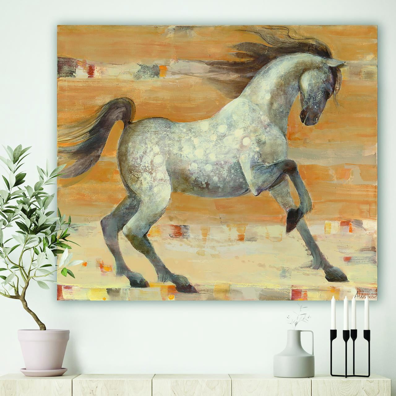 Designart 'southwest Beige Horse' Modern Farmhouse gallery-wrapped Canvas