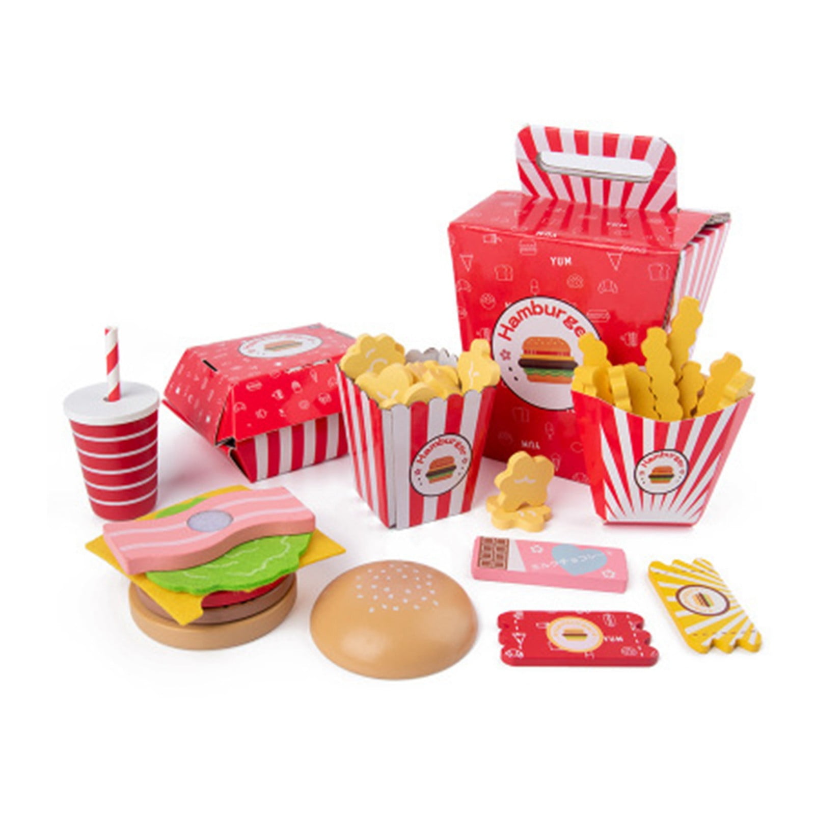 Plastic Fast Food Toy Mini Hamburg French Fries Pretend Play Best Gift for Kids 