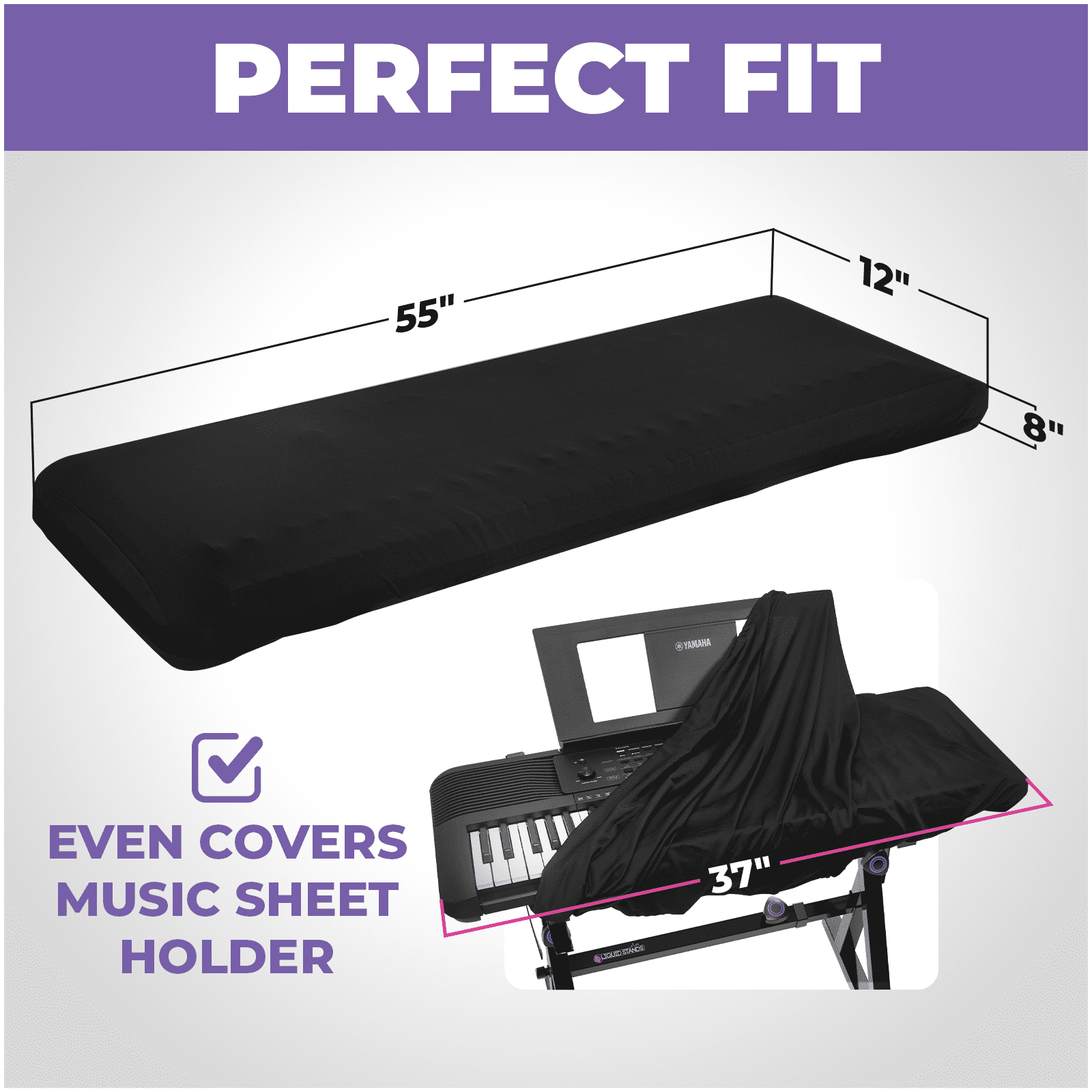 Liquid Stands Piano Keyboard Stand and Bench Set, Piano Cover - Portable Heavy Duty Digital Piano Stand for 54-88 Key Electric Pianos, Adjustable Piano Bench Chair Stool Keyboard Music Stand and Seat