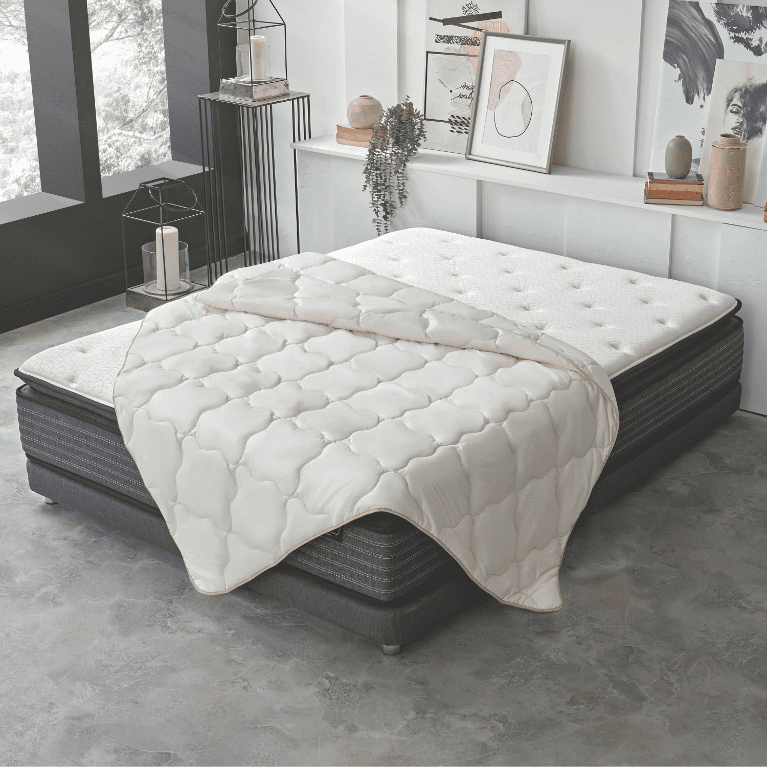 Yatas Bedding Wool Comforter, 100% Wool Filling, Durable, Machine Washable Quilt, 100% Natural Soft Cotton Cover, Bedding Duvet Inserts & Bed Sets, Ecru (Queen) - 89"x89"