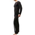 thumbnail image 3 of RMGVDSD Men's 2 Piece Matching Set Mens See Through Pajamas Set Mesh Sheer Muscle T Shirt Casual Pants Underwear Sleepwear Set Clubwear Comfortable Athletic Suits, 3 of 3