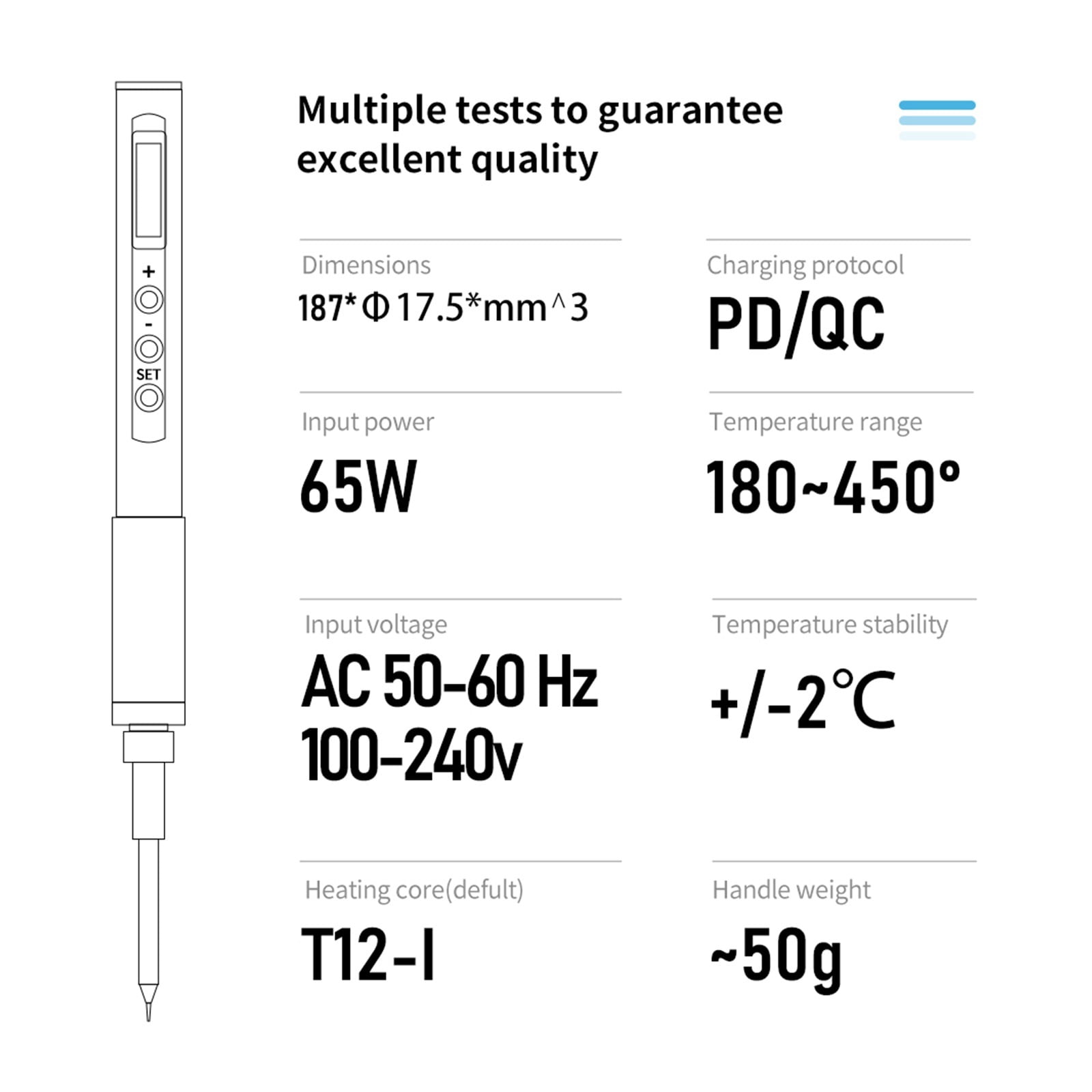 Electric Soldering Iron , OLED Display Welding Pen, Fast Melting Tin Welding Tool Hand-held Temperature Regulating