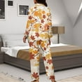 thumbnail image 7 of Kuiaobaty Maple Leaf Squirrel Womens Pajamas Set Long Sleeve Button Down T-Shirts with Loose Long Pants Thanksgiving Pajamas Set Home Apparel Sleepwear Autumn Sleepwear, 2XL, 7 of 7