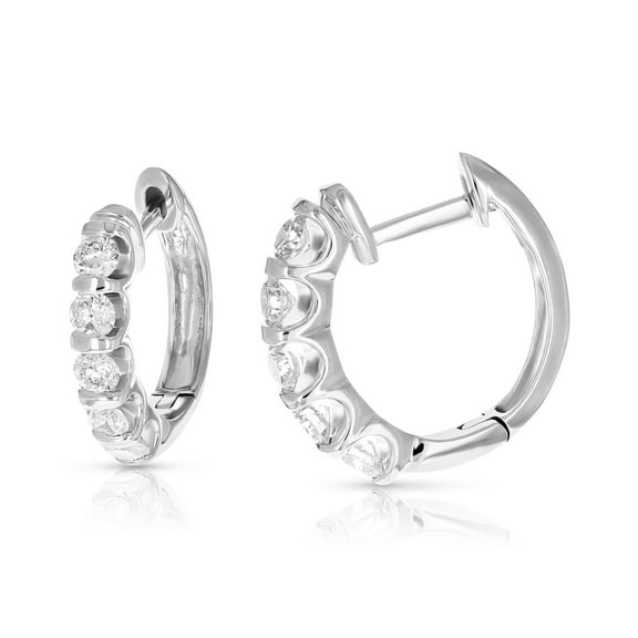 Vir Jewels 1 CTTW Diamond Hoop Earrings 14K White Gold Channel Set 10 Stones 0.71 Inch