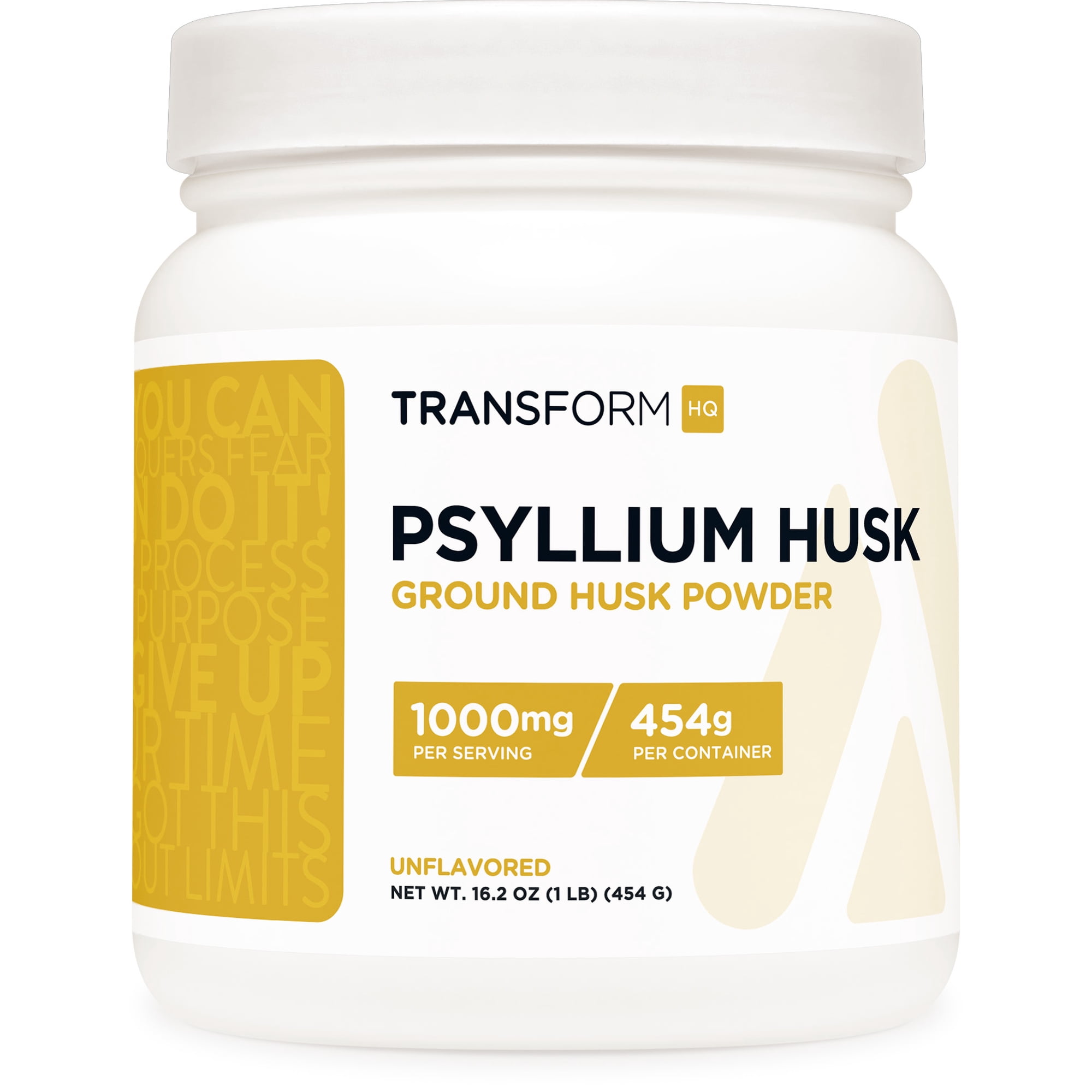 TransformHQ Psyllium Husk Ground Husk Powder (1 LB) - 1000mg per Serving, 454 Servings Per Container