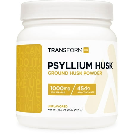 TransformHQ Psyllium Husk Ground Husk Powder (1 LB) - 1000mg per Serving, 454 Servings Per Container