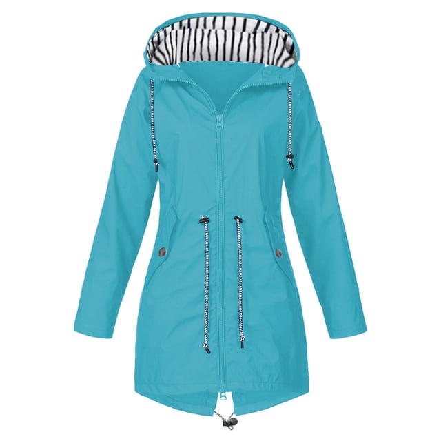 asddcavvf Womens Fashion Rain Jacket With Hood Lightweight Long Sleeve Windbreaker Zip Up Drawstring
