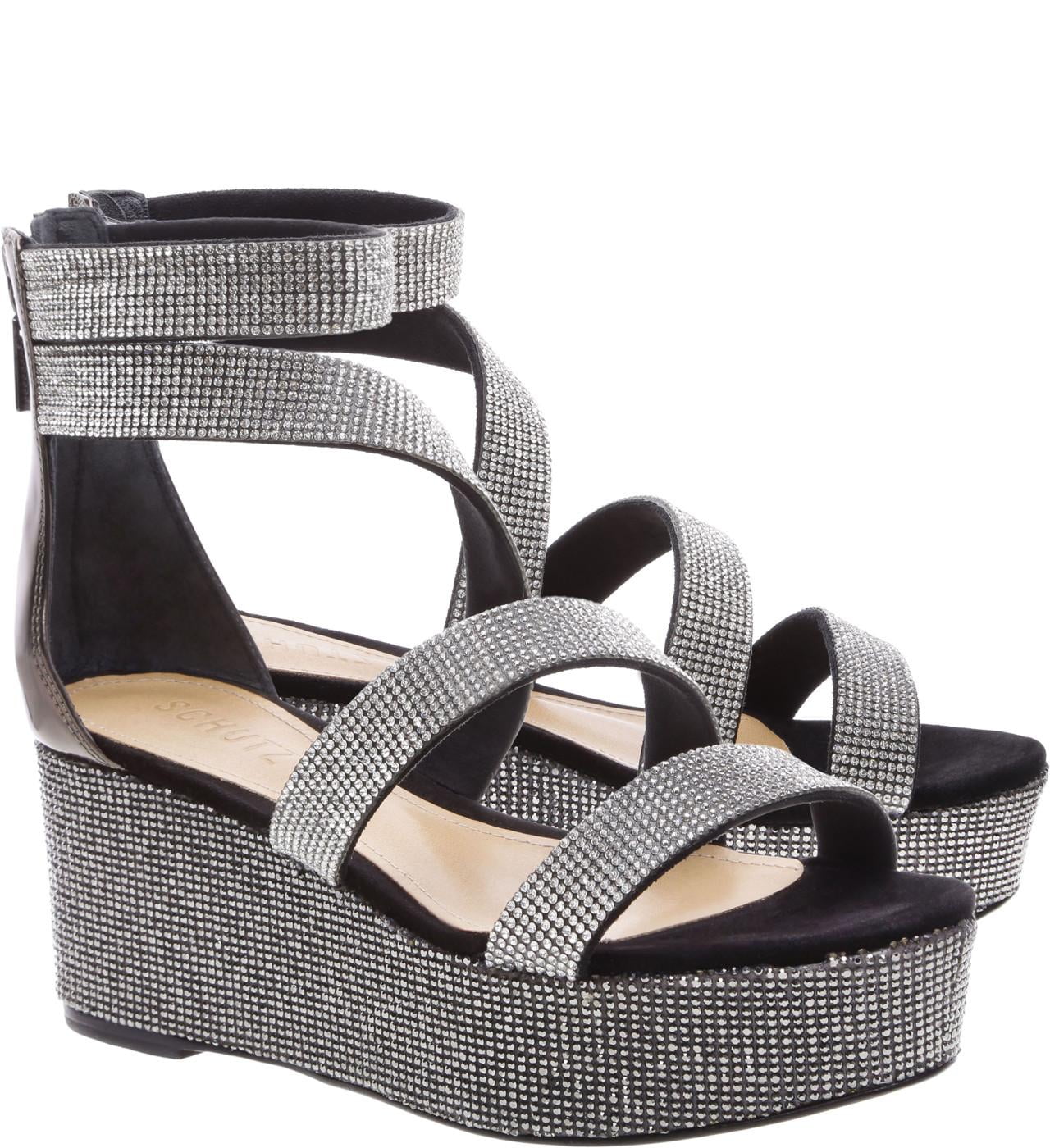 schutz laureen embellished flared heel sandals