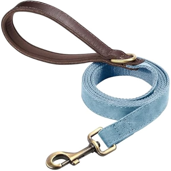 Eryueer PU Leather Dog Leash for Small Dogs 4.5ft, Soft Padded Handle Faux Leather Dog Leashes for Medium Dogs, Walking and Training Leashes for Large Dogs,Denim Blue