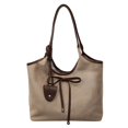 thumbnail image 1 of Bolsos Mano Bolso Hombro Cuero PU Lazo para Mujer Compras Viajes (Caqui), 1 of 9