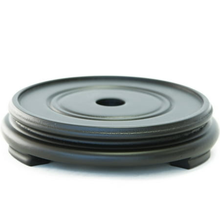 3.5" High Quality Heavy Black Oriental Rubber Finish Round Wooden Pedestal Stand