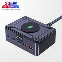 ZHENYEMEI 205W 5-Port USB Charging Station with PD & QC 3.0, Desktop Fast Charger Station with 15W Wireless Charging, Smart LED Display USB Charger Hub for Home, Office & Multiple Devices (Black)