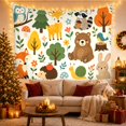 thumbnail image 3 of Woodland Animal Pattern on Beige Background, Playful Illustration for Wildlife Lovers, Nature Wall Decor, Housewarming Gift, Tapestry Wall Hanging for Nursery and Playroom, 3 of 7