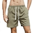 thumbnail image 2 of Shorts Men Casual Fashion Solid Elastic Waist Shorts Splicing Drawstring Short Pants Casual Shorts Men Khaki M, 2 of 4