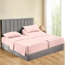 Split Queen Sheets Sets for Adjustable Bed Cotton, Luxury Sheets 100% Egyptian Cotton - 500 TC - Designed for Split Bed, Fit- ( 22-24" Inch Deep Pockets ) ( Split-Queen ) Pink Solid