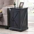 thumbnail image 3 of BOBOKY Nightstand with Charging Station, Rectangular Farmhouse End Table with Barn Door and Adjustable Storage Shelf, 17" Deep Wood Rustic Sofa Side Table for Living Room, Bedroom,Black Color, 3 of 9