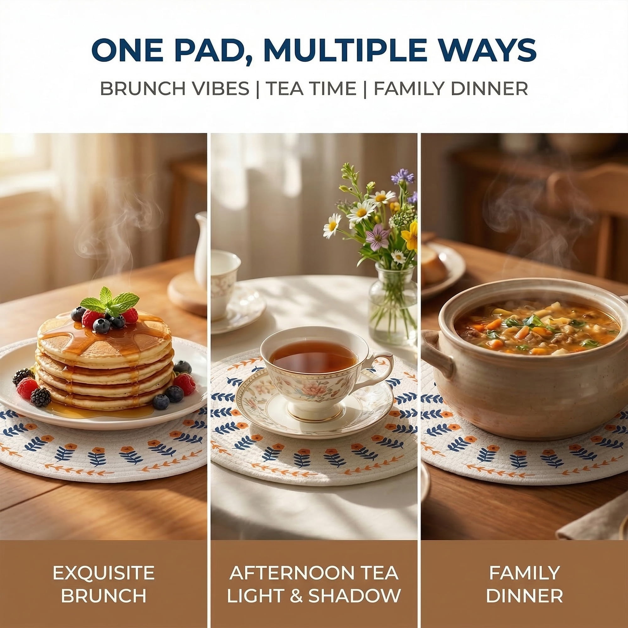 Unique Bargains Round Pot Holders Heat Resistant Non Slip Hot Pads for Cooking 11.8in 1Pcs