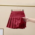 thumbnail image 2 of Resicozy Girls Pleated Skirt School Uniform Skort Elastic Waist A-Line Casual Skirt for Toddler Girls 2-14 Years Wine 130, 2 of 6