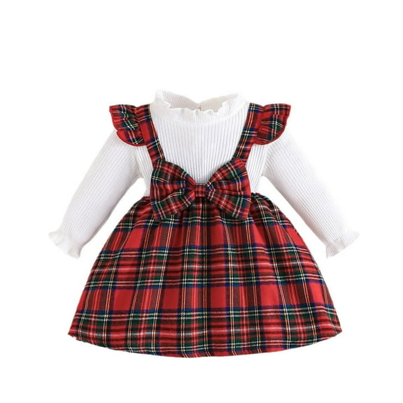 Nvatorfox Infant Christmas Dress Cloth Christmas Ruffle Long Sleeve