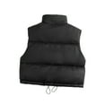 thumbnail image 3 of Girls Puffer Solid Color Vest Winter Sleeveless Quilted Jackets Boys Lightweight Zipper Waistcoat Coat Black 140, 3 of 3