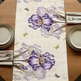 thumbnail image 5 of Purple Iris 108 Inch Table Runner, Spring Vintage Butterfly Leaves Flowers Beige Farmhouse Dresser Scarf Cotton & Linen Tablerunner for Dining/Kitchen Island/Holiday Party Décor 13" x 108", 5 of 9
