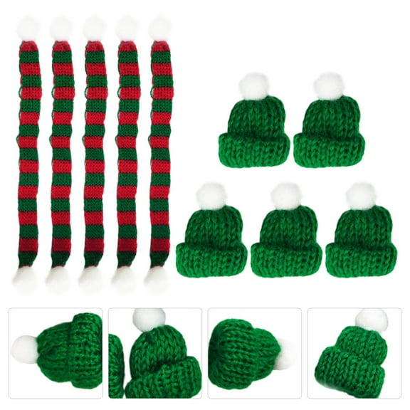 Mini Knit Hat Mini Christmas Scarf Set Mini Santa Hats Christmas Tree Ornaments for DIY Craft Art Snowman Doll (20 Pieces)