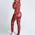 thumbnail image 4 of Pijama con solapa de botones para mujer, ropa de dormir estampada de Navidad, ropa de salón de manga larga, mono de otoño, ropa de casa de deseo de una pieza, 4 of 4
